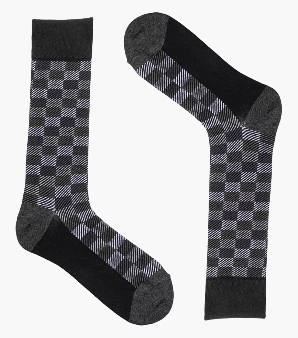 Stacy Adams Checked Herringbone Black/Gray New