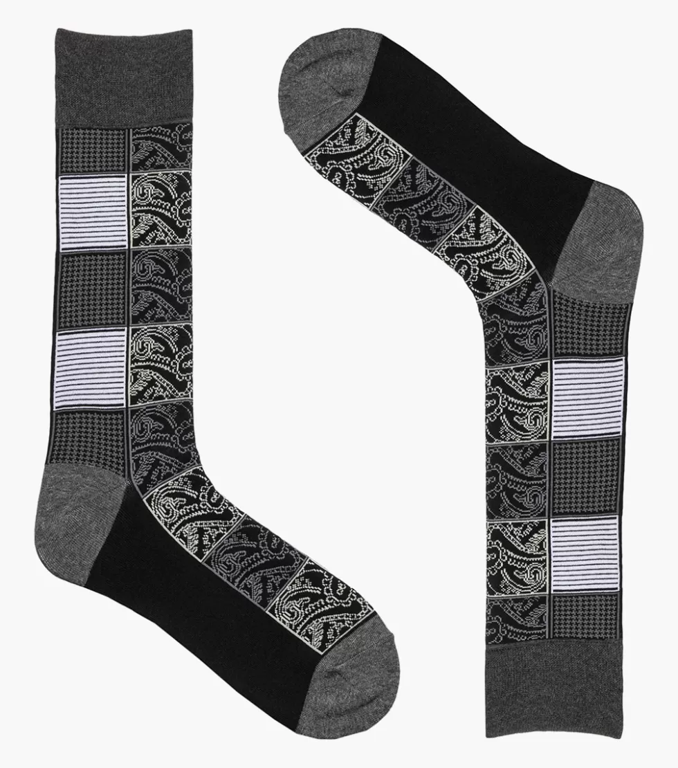 Stacy Adams Checkered Paisley Black/Gray Cheap